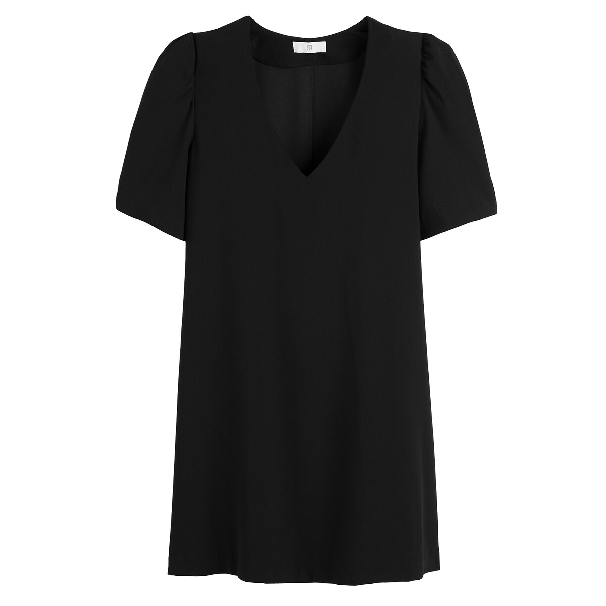 Платье Короткое с V-образным вырезом короткие рукава 56 черный LaRedoute, размер 56 - фото 5
