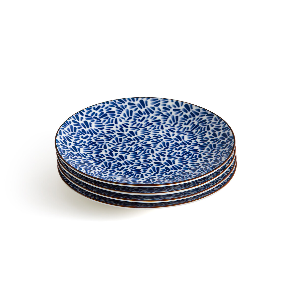 Комплект из четырех тарелок десертных С принтом ракушки Bowlia единый размер синий