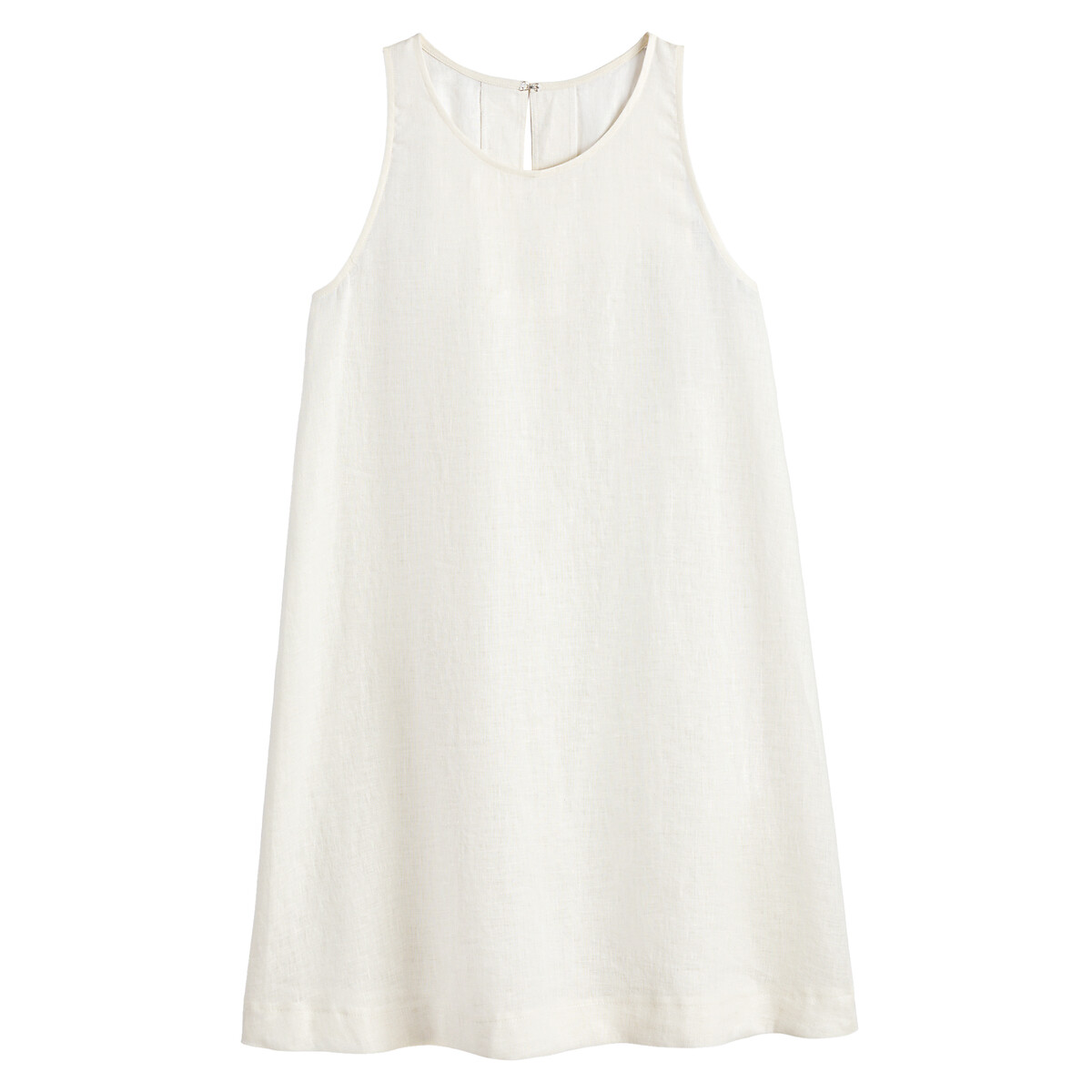 Платье Короткое без рукавов 100 лен 44 белый LaRedoute, размер 44 - фото 5