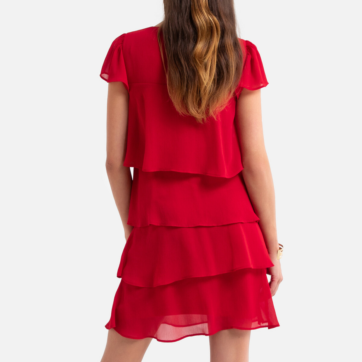 Платье La Redoute С воланом из жатого крепа 38 (FR) - 44 (RUS) красный, размер 38 (FR) - 44 (RUS) С воланом из жатого крепа 38 (FR) - 44 (RUS) красный - фото 4