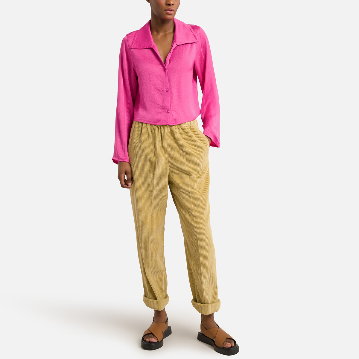 Рубашка Укороченная с длинными рукавами L розовый LaRedoute, размер L - фото 2