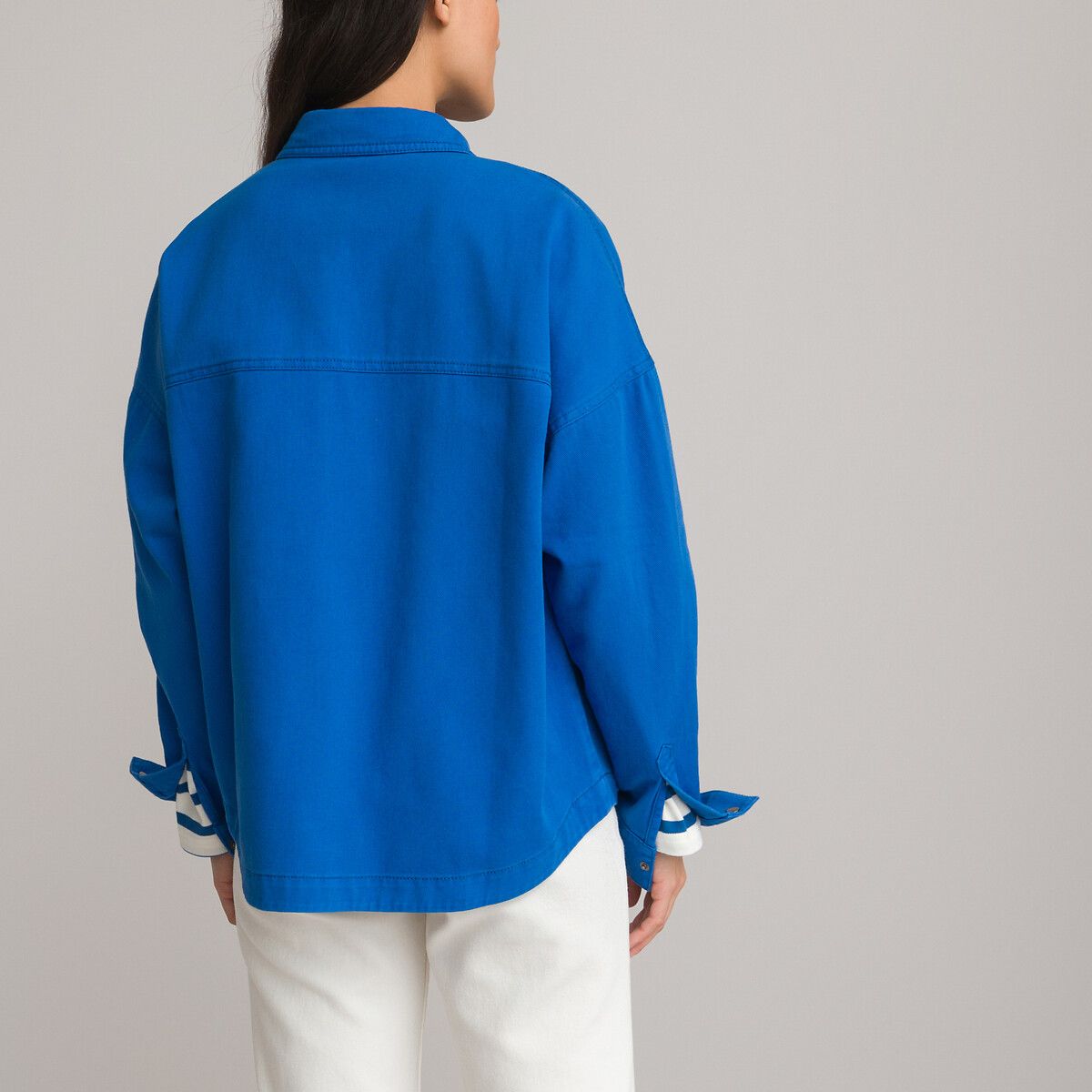 Рубашка Свободного покроя с длинными рукавами 48 (FR) - 54 (RUS) синий LaRedoute, размер 48 (FR) - 54 (RUS) Рубашка Свободного покроя с длинными рукавами 48 (FR) - 54 (RUS) синий - фото 4