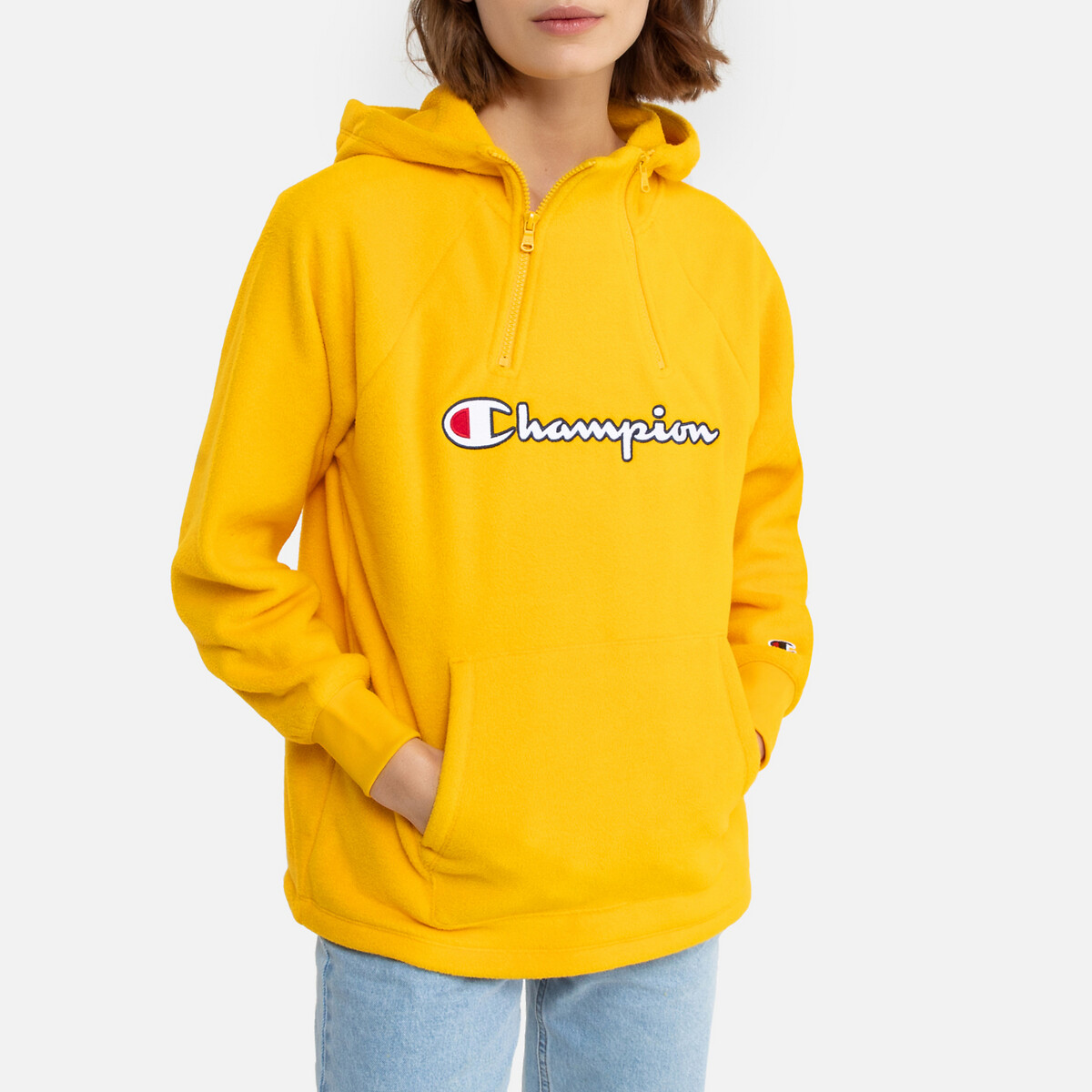 Veste polaire à capuche, zip, poche centrale