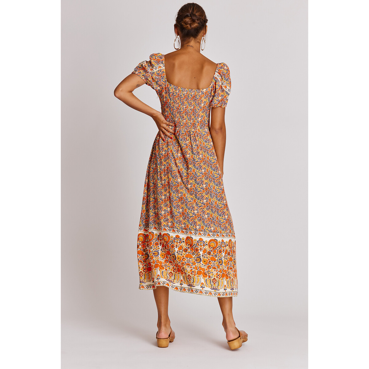 Платье DERHY Длинное Amel с поясом на резинке на спинке M оранжевый, размер M - фото 3