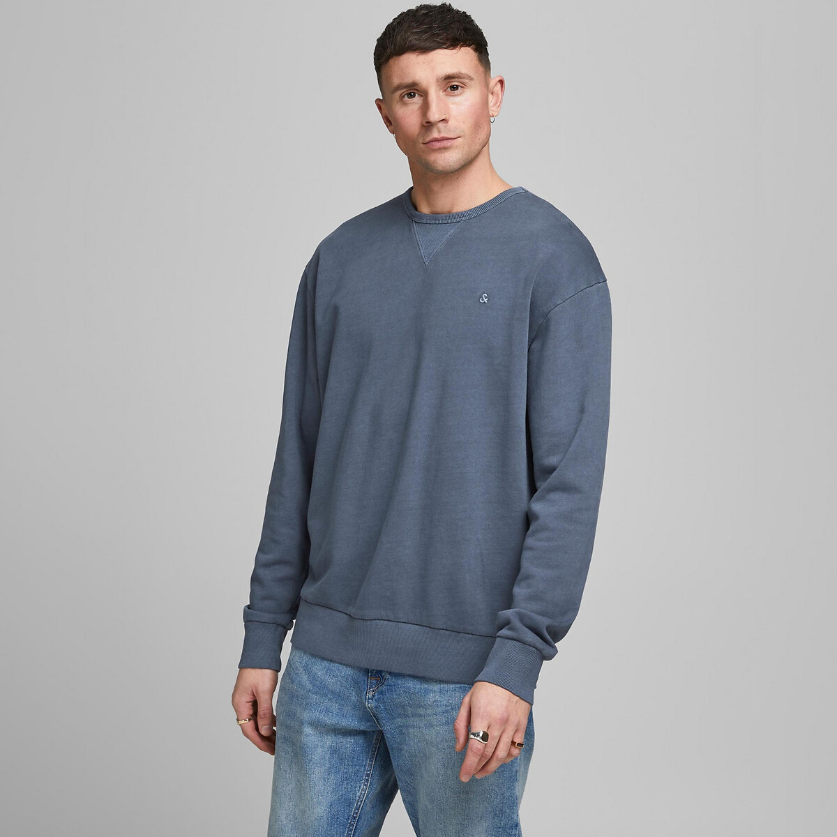 

Свитшот LaRedoute, Синий, С круглым вырезом Washed S синий