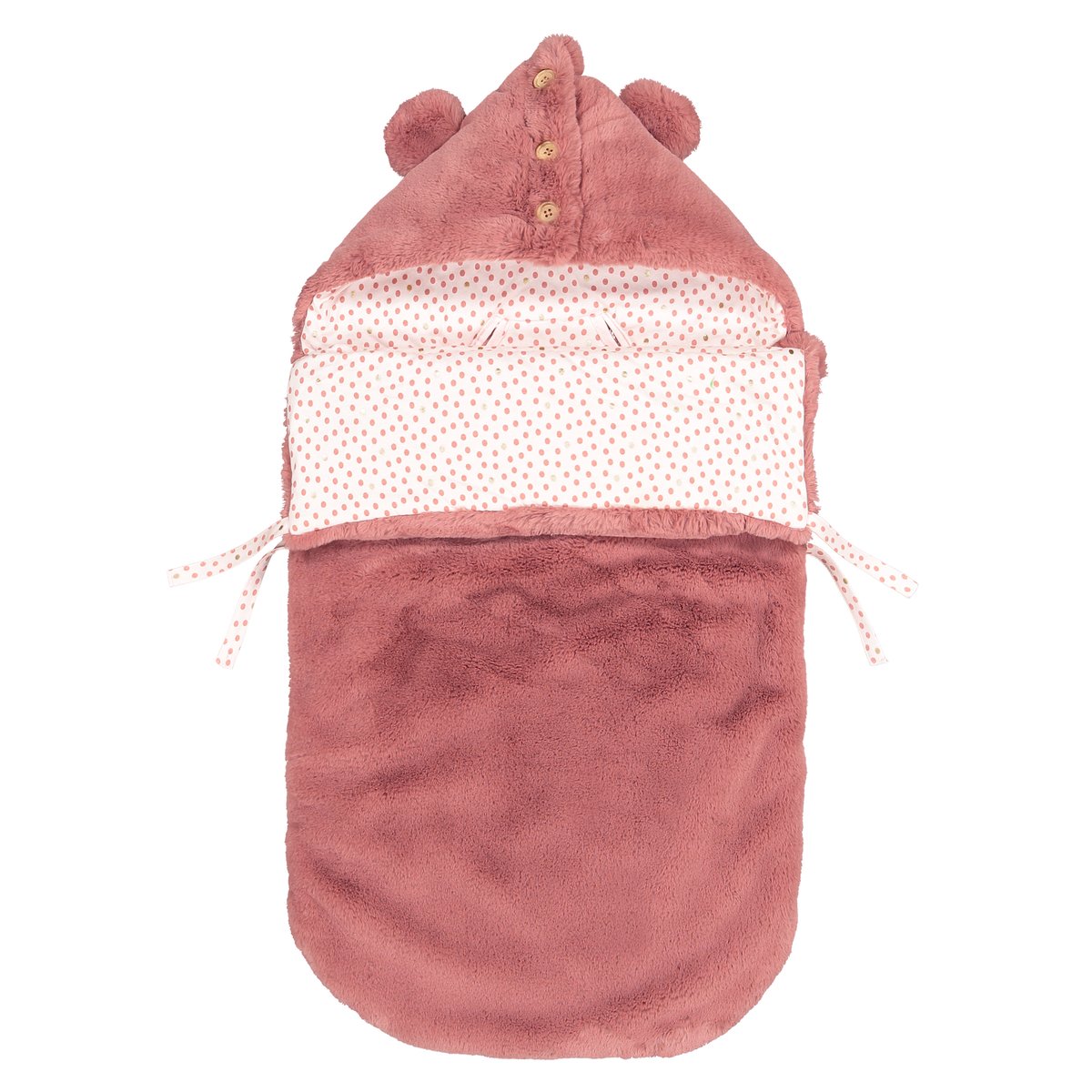 Конверт La Redoute Для новорожденного с капюшоном из искусственного меха единый размер розовый - фото 1