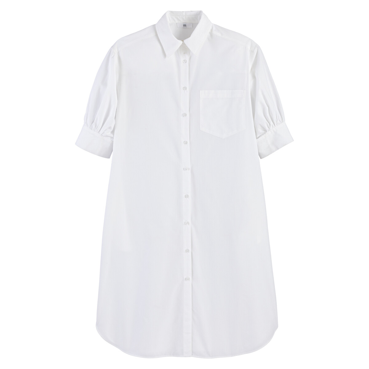 Платье-рубашка Длинное короткие рукава с напуском 50 белый LaRedoute, размер 50 - фото 5