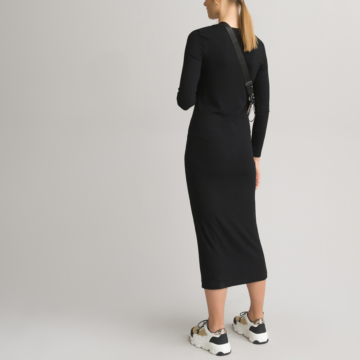 Длинное LaRedoute Платье бодикон с длинными рукавами S черный, размер S - фото 4