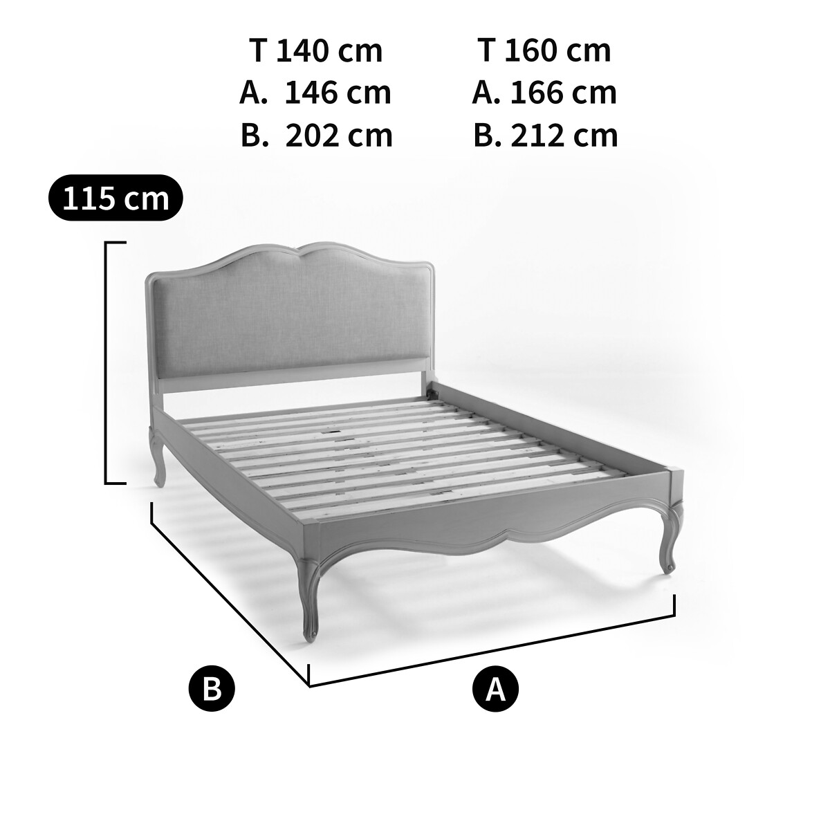 Кровать LaRedoute С реечным основанием Trianon 140 x 190 см белый, размер 140 x 190 см - фото 2