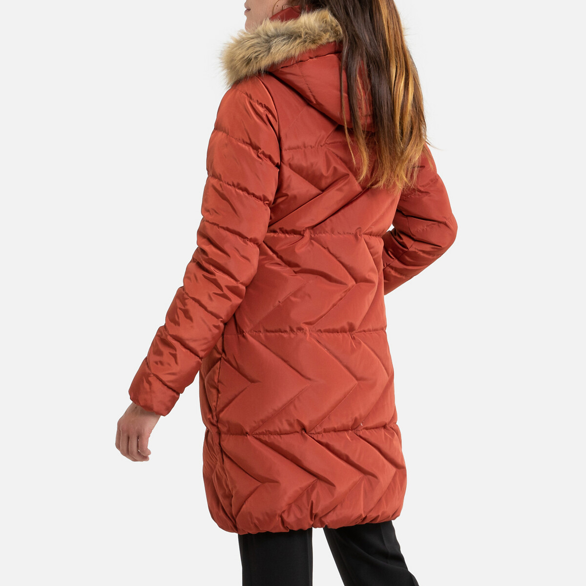 Куртка La Redoute Стеганая длинная с капюшоном зимняя модель 38 (FR) - 44 (RUS) оранжевый, размер 38 (FR) - 44 (RUS) Стеганая длинная с капюшоном зимняя модель 38 (FR) - 44 (RUS) оранжевый - фото 4
