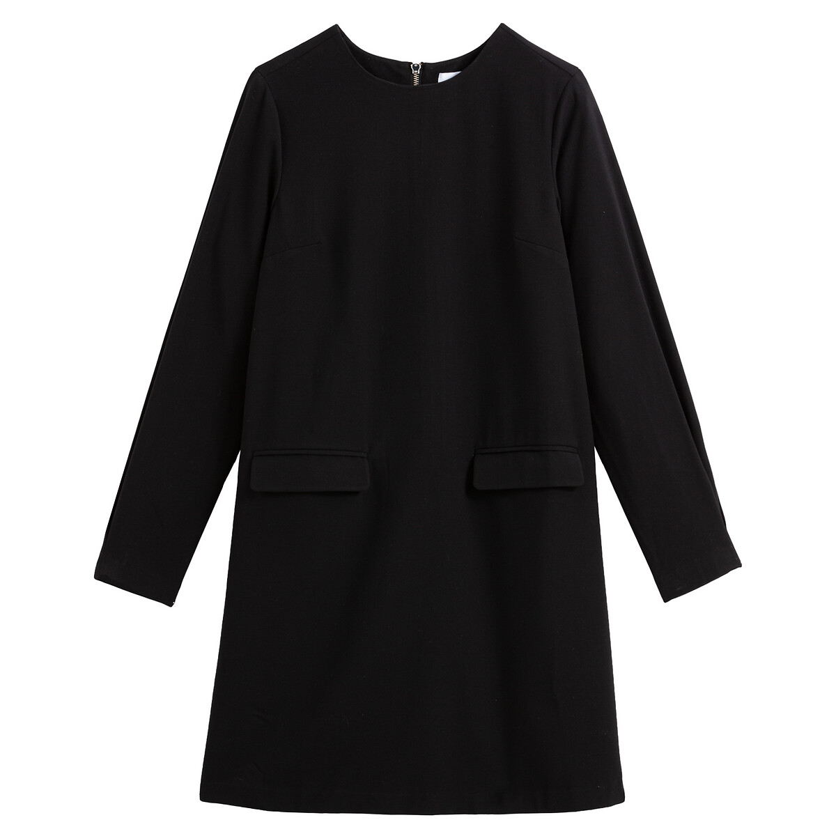 Платье La Redoute Короткое прямое с круглым вырезом с длинными рукавами 38 (FR) - 44 (RUS) черный, размер 38 (FR) - 44 (RUS) Короткое прямое с круглым вырезом с длинными рукавами 38 (FR) - 44 (RUS) черный - фото 5