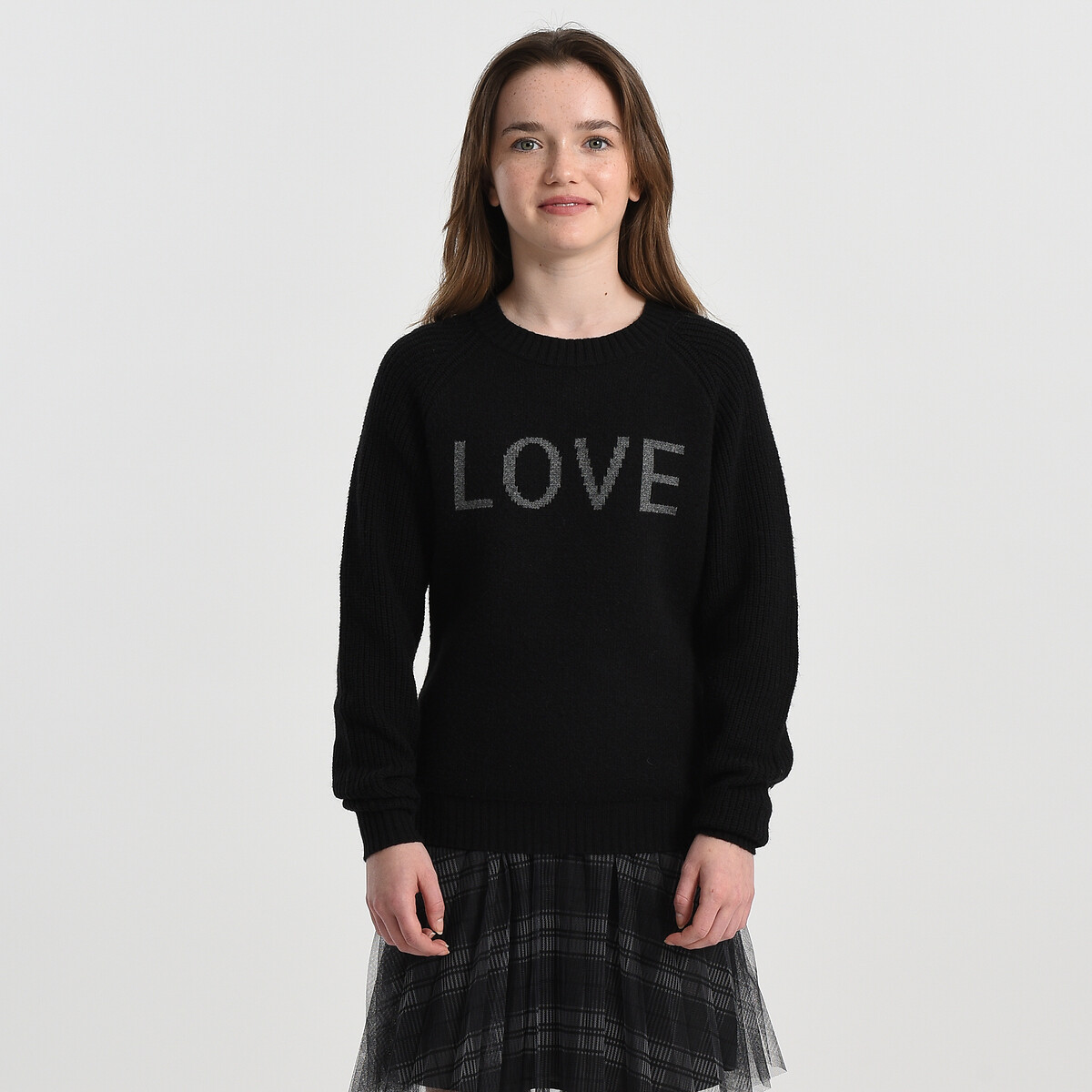 Пуловер Жаккардовый с круглым вырезом 16 лет - 162 см черный