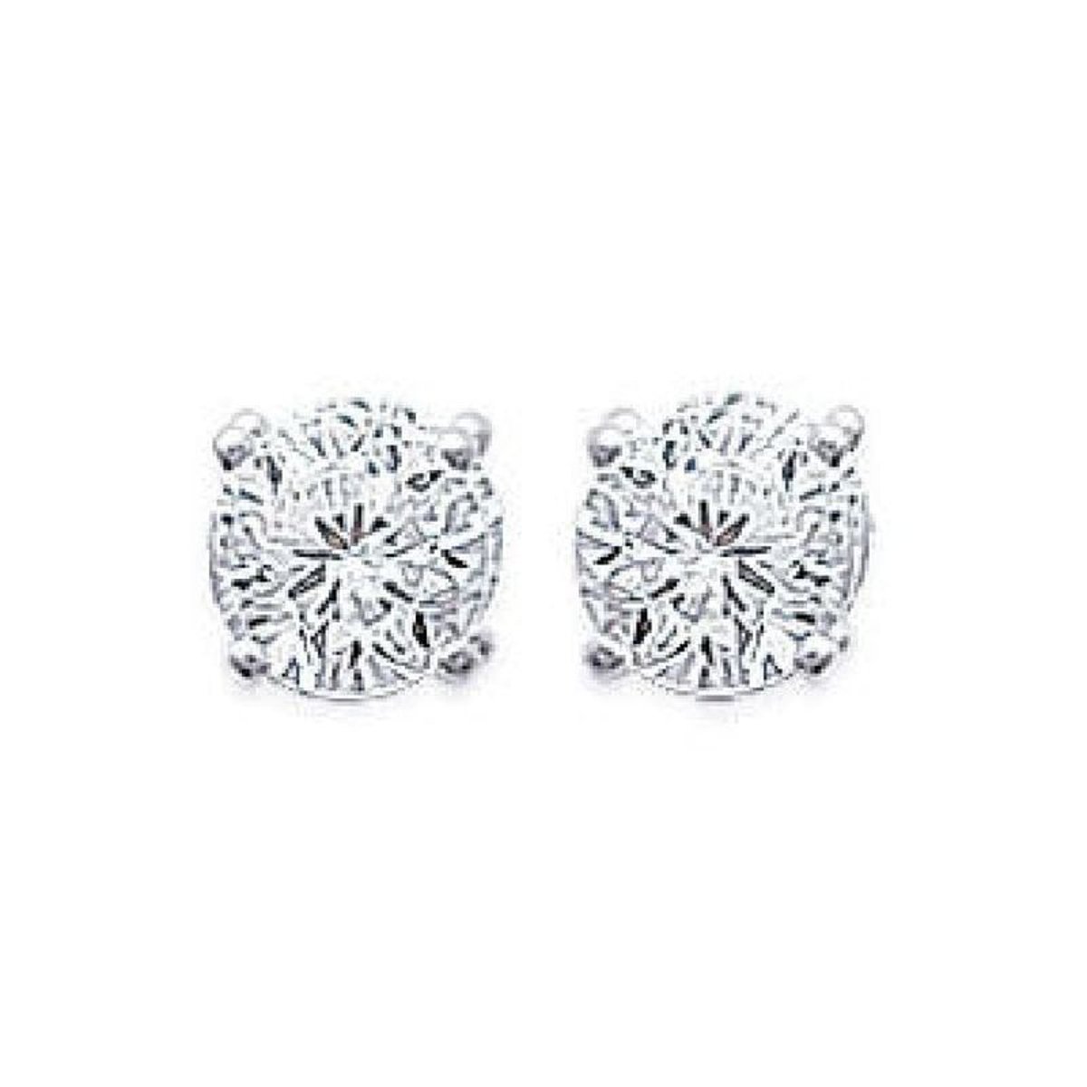 Boucles d'oreilles Disque 6 mm Blanc Argent 925