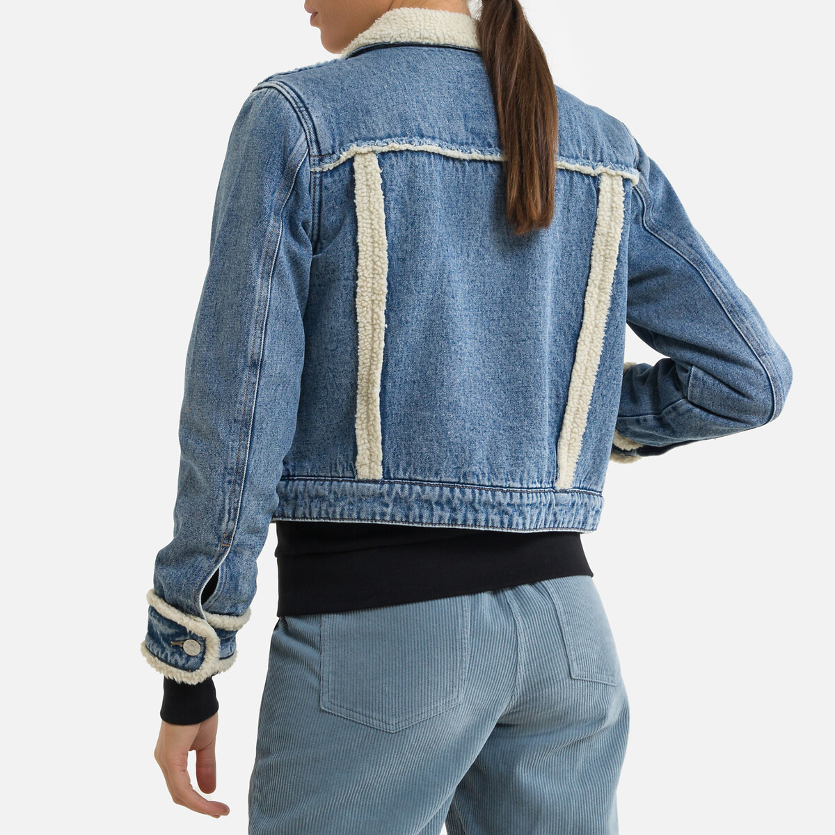 Куртка LaRedoute Джинсовая воротник из шерпы S синий, размер S - фото 4