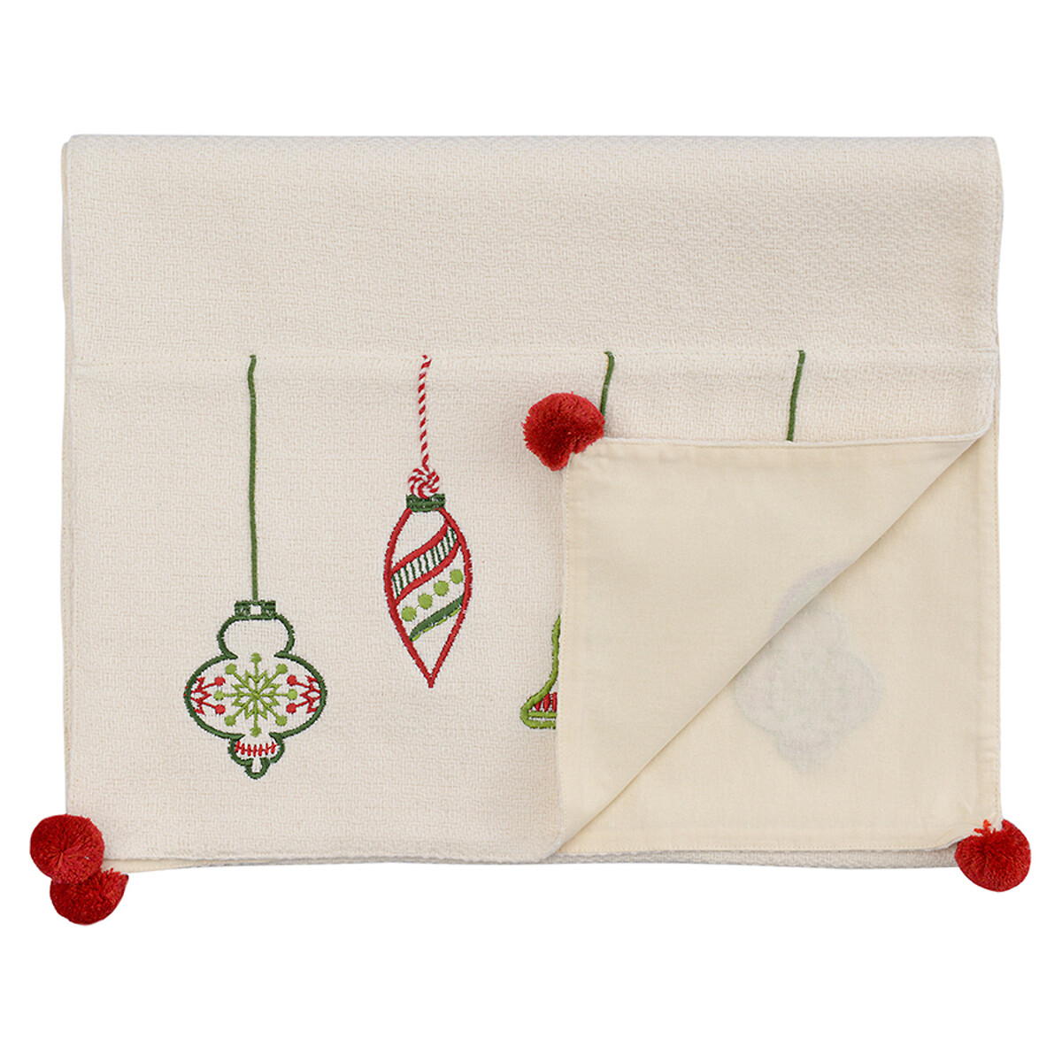 Дорожка с вышивкой Christmas decorations из коллекции New Year Essential 45х150 см  единый размер белый LaRedoute