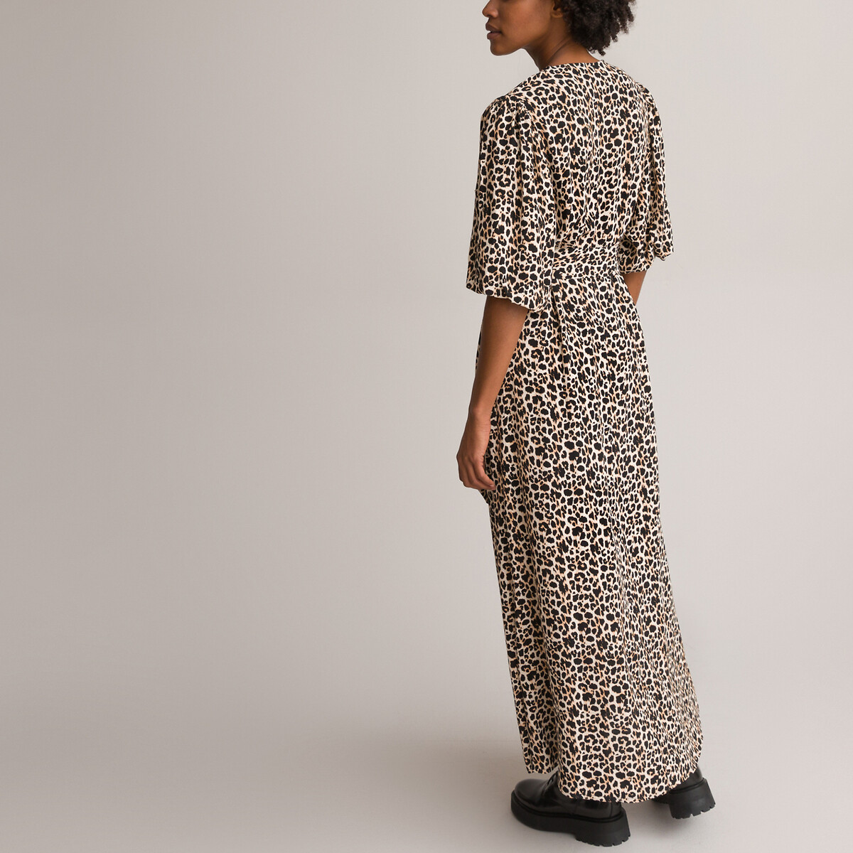 Платье Длинное с V-образным вырезом и рукавами 34 с леопардовым принтом 40 другие LaRedoute, размер 40 - фото 4