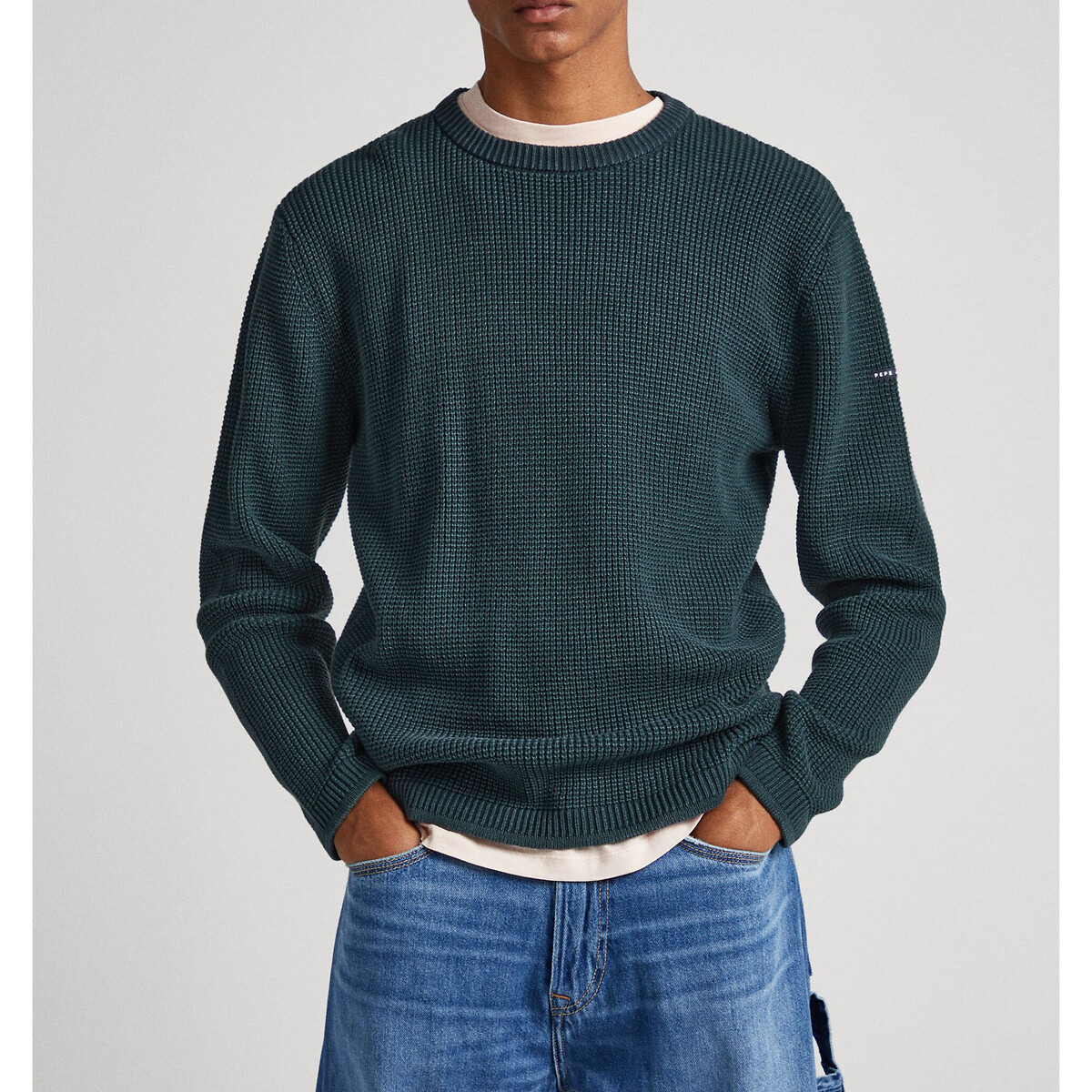 Пуловер С круглым вырезом из текстурного трикотажа Dean S зеленый LaRedoute, размер S