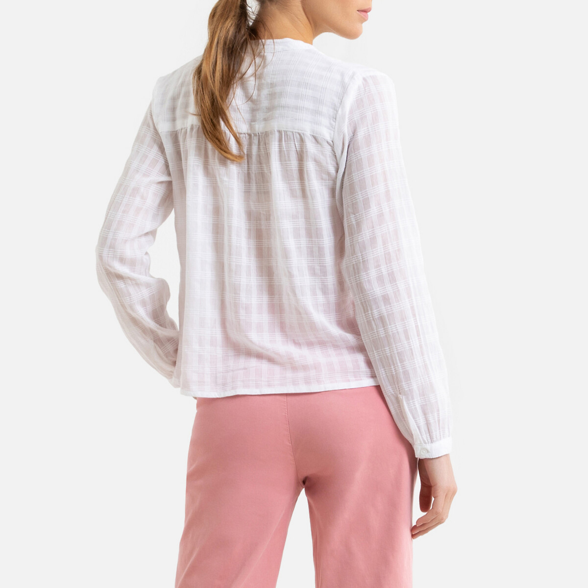 

Блуза LaRedoute, Белый, Из биохлопка с круглым вырезом длинные рукава S белый