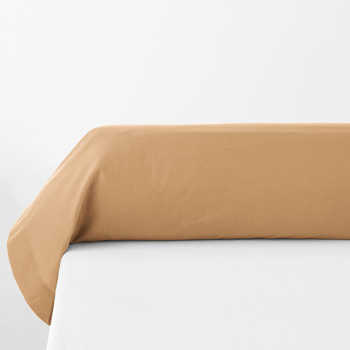 Наволочка на подушку-валик однотонная из стираного хлопка Scenario 85 x 185 см бежевый