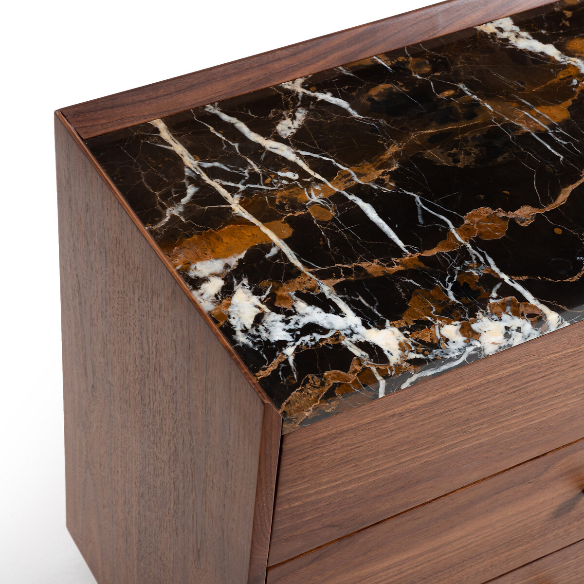 Image of Noham XL Bedside Table Walnut & Marble