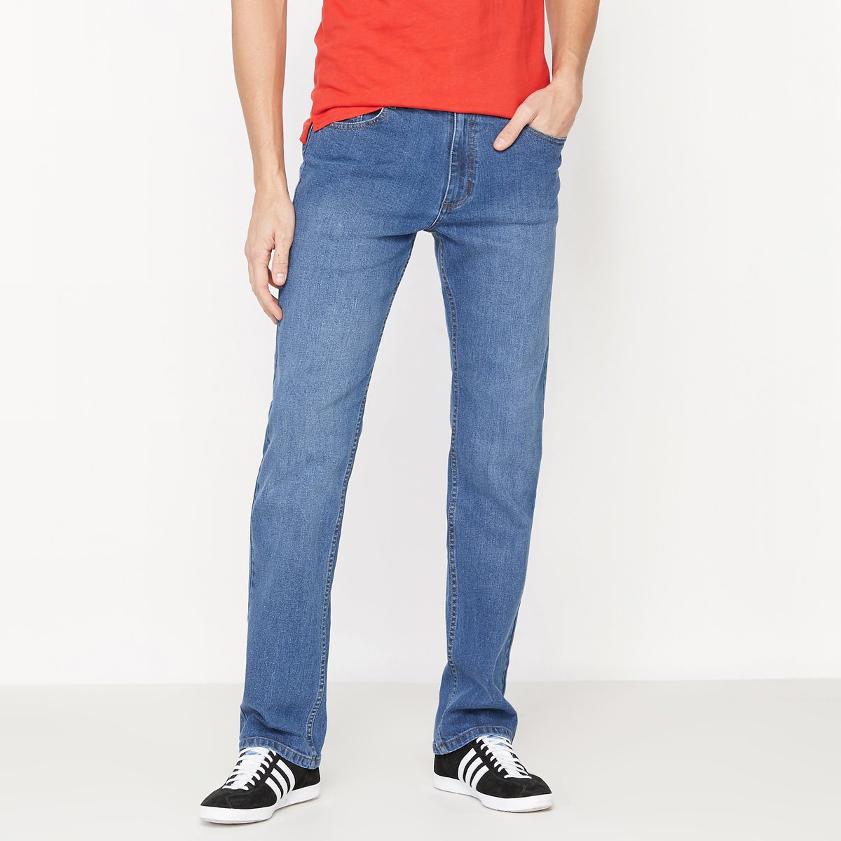 Jeans corte direito, ganga stretch