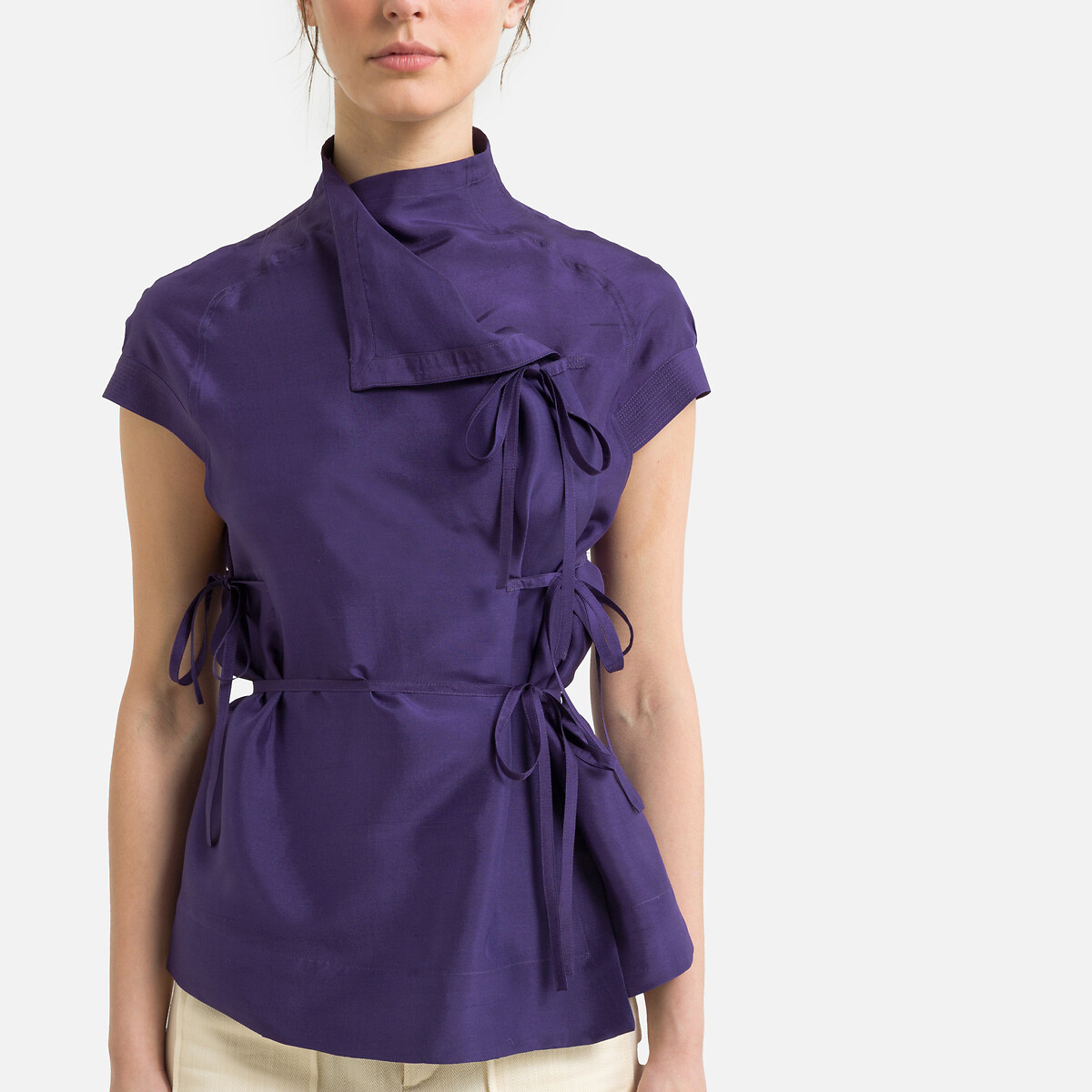 Блузка С воротником-стойкой и короткими рукавами Taro 38 (FR) - 44 (RUS) фиолетовый