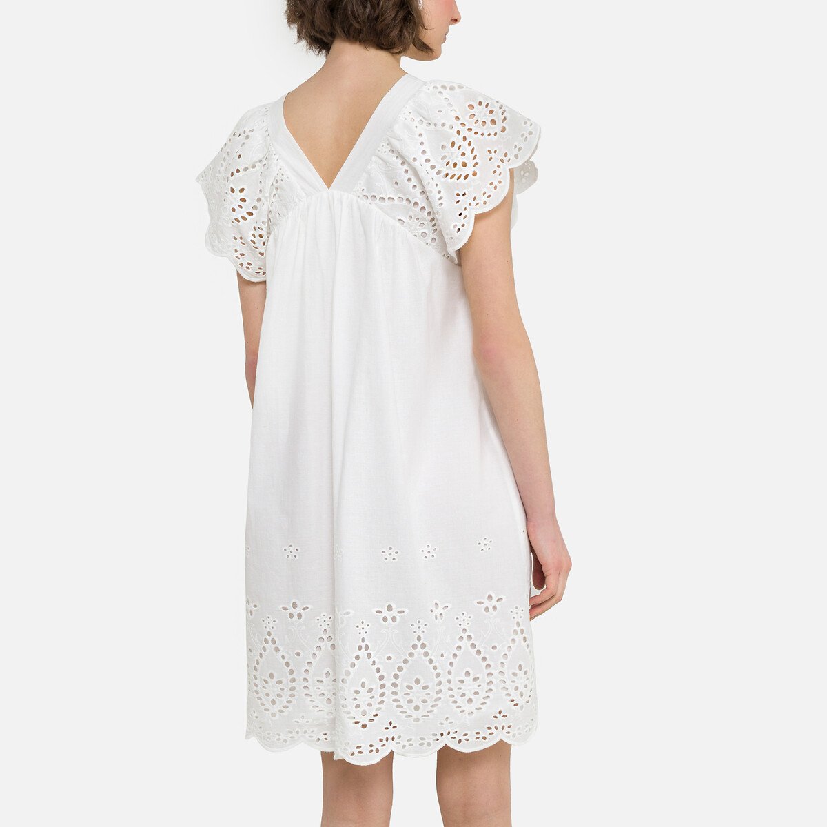 Платье SEE U SOON Короткое из английской вышивки 0(XS) белый, размер 0(XS) Короткое из английской вышивки 0(XS) белый - фото 4