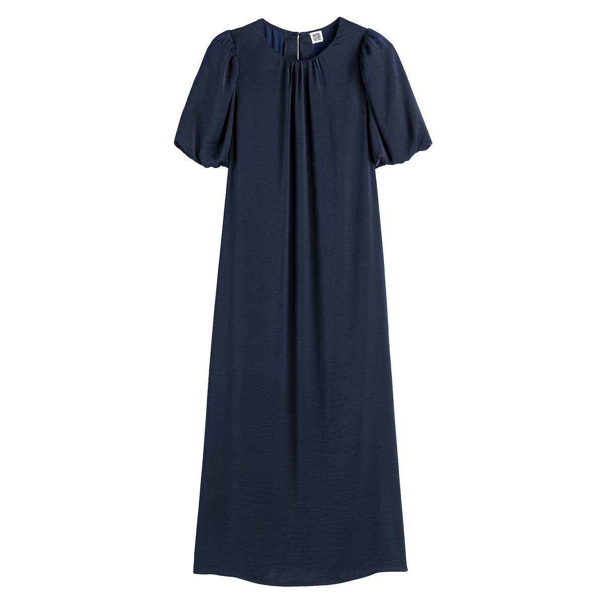 Платье длинное расклешенное с круглым вырезом и короткими рукавами с напуском  42 синий LaRedoute, размер 42 - фото 5