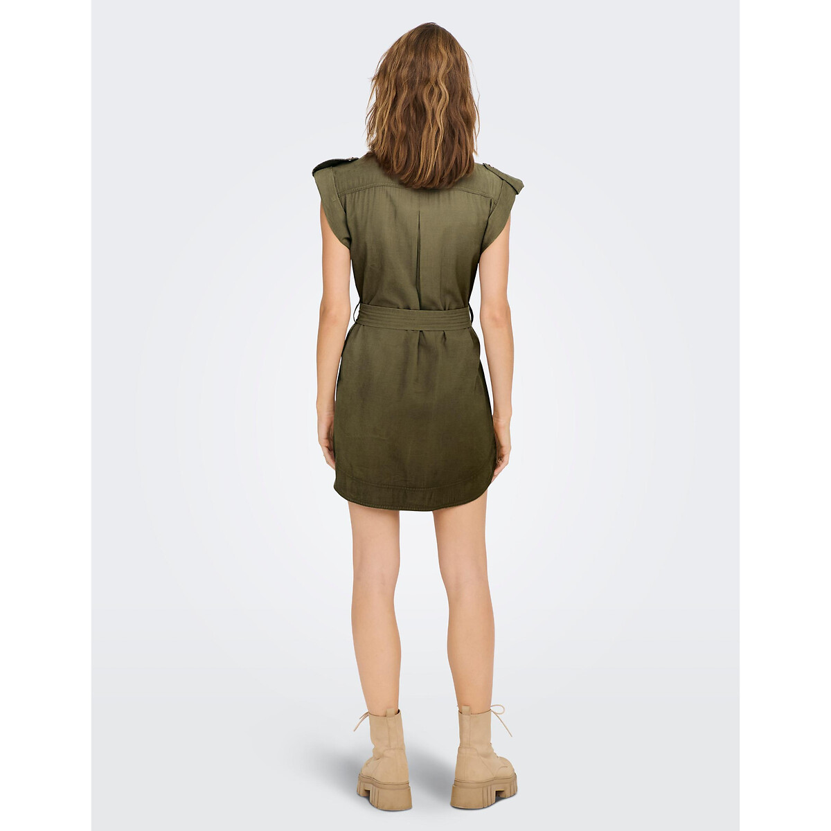 Платье-рубашка На пуговицах L зеленый LaRedoute, размер L - фото 3