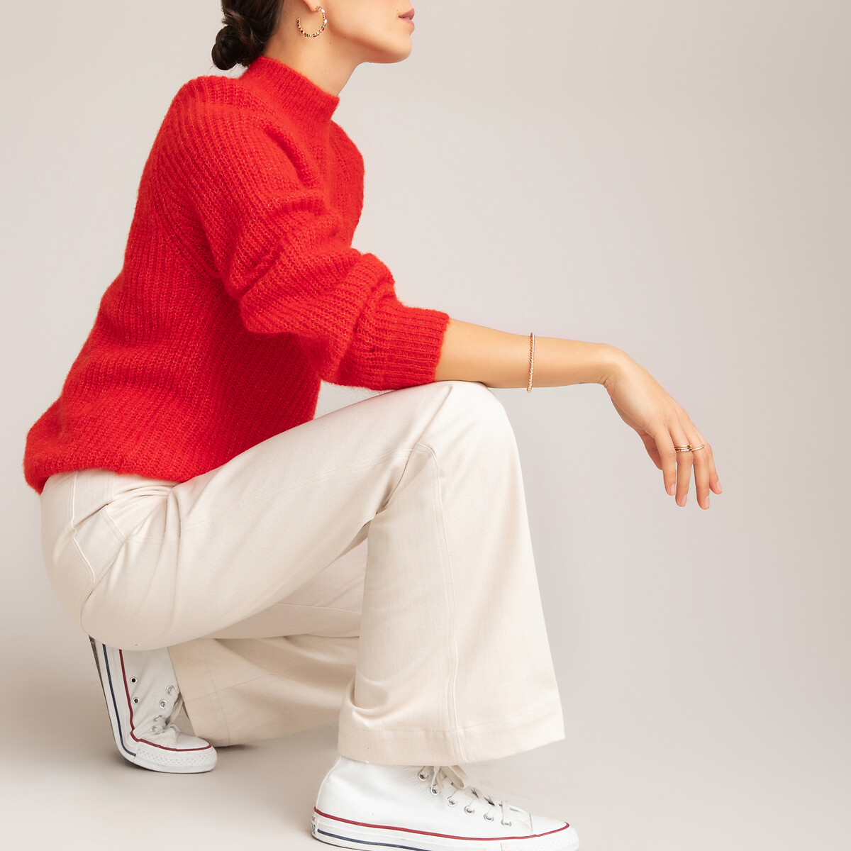 Пуловер LaRedoute С воротником-стойкой из альпаки M красный, размер M - фото 2