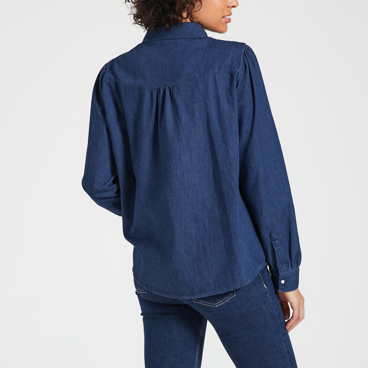 Рубашка из джинсовой ткани с длинными рукавами  XL синий LaRedoute, размер XL - фото 4