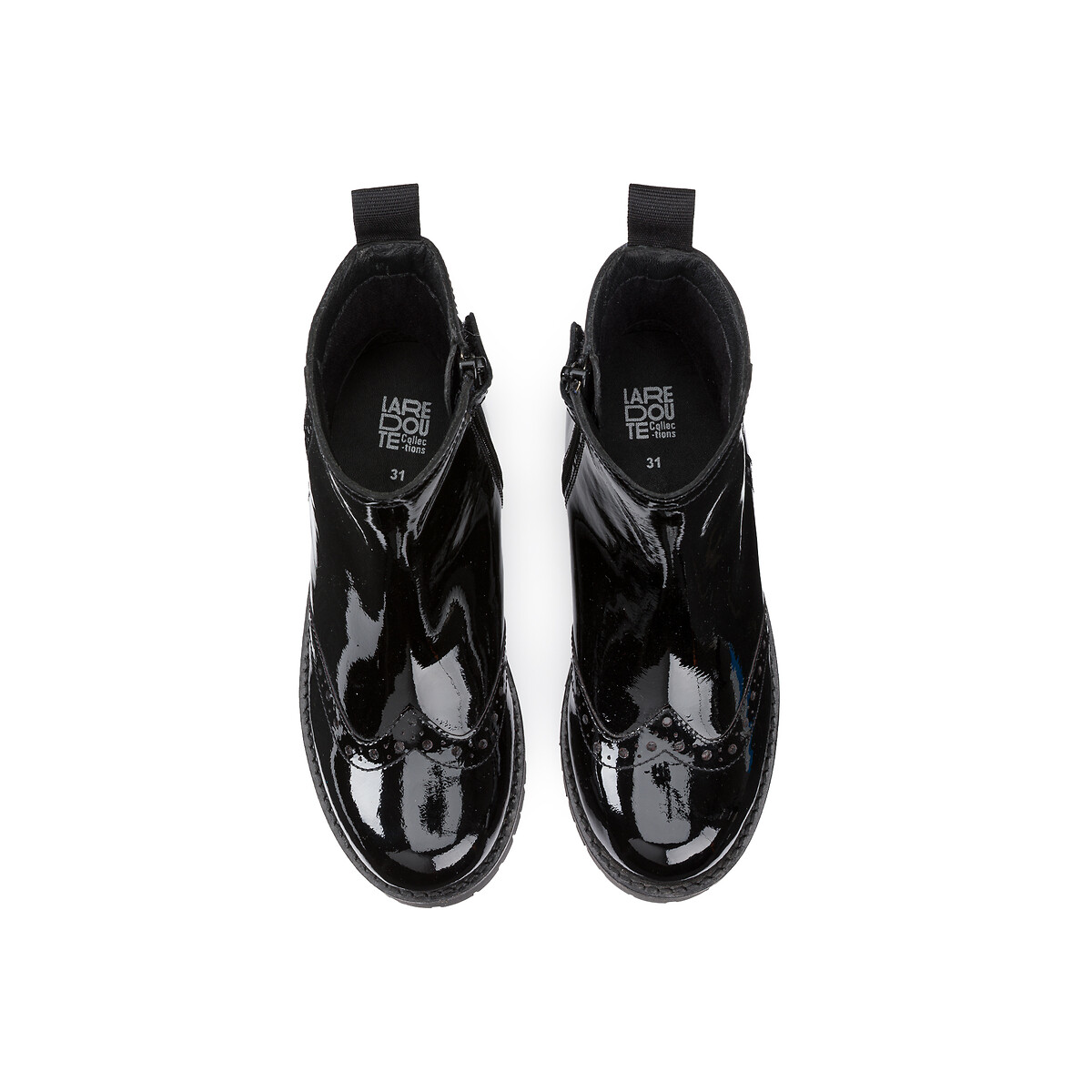 Ботинки На молнии из лакированной кожи 38 черный LaRedoute, размер 38 - фото 3
