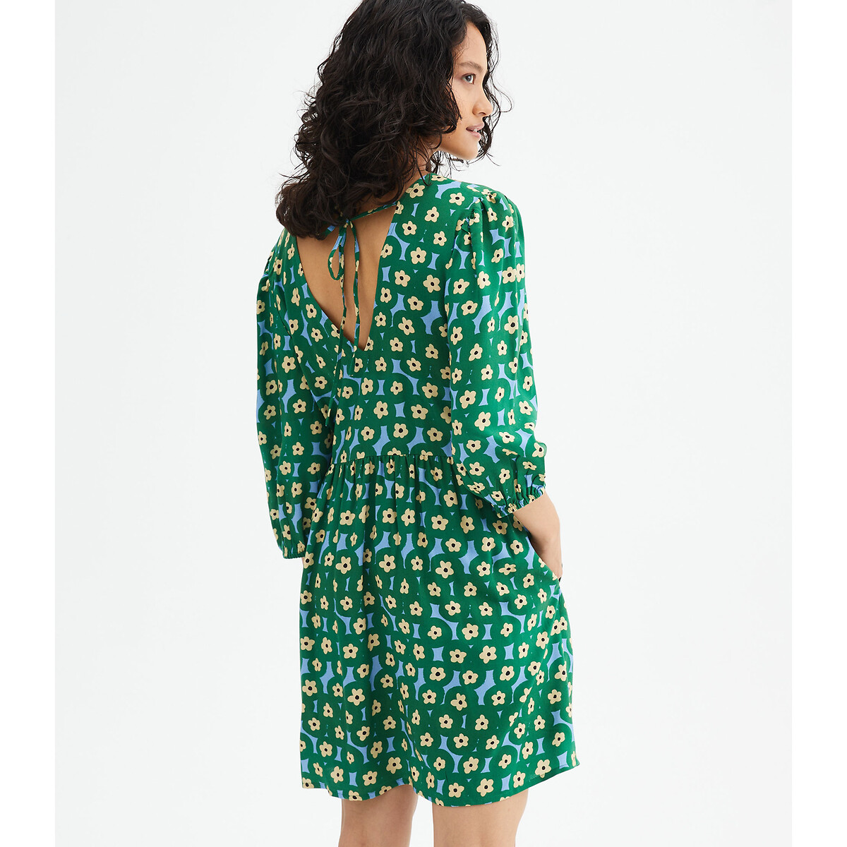 Платье С рукавами 34 и цветочным принтом M зеленый LaRedoute, размер M - фото 3