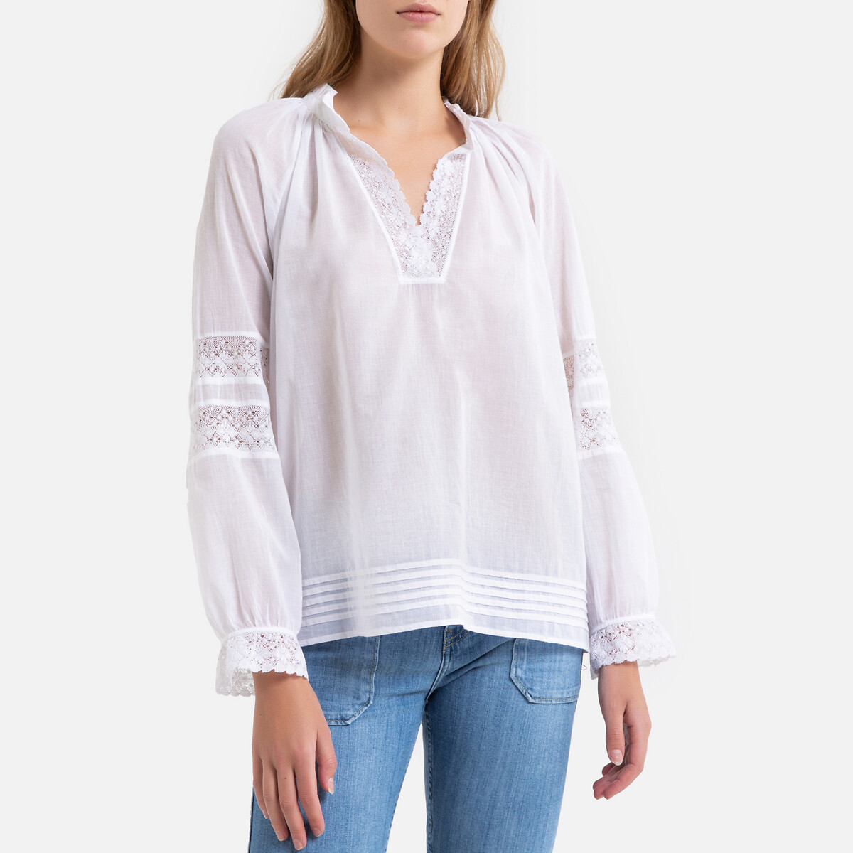 

Блузка La Redoute, Белый, Легкая с кружевом и длинными рукавами STELLA 0(XS) белый