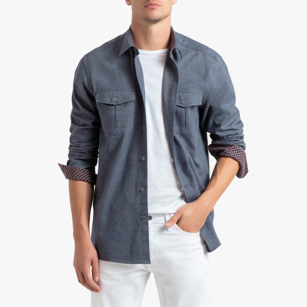 

Рубашка La Redoute, Синий, Прямая из фланели с длинными рукавами 39/40 синий