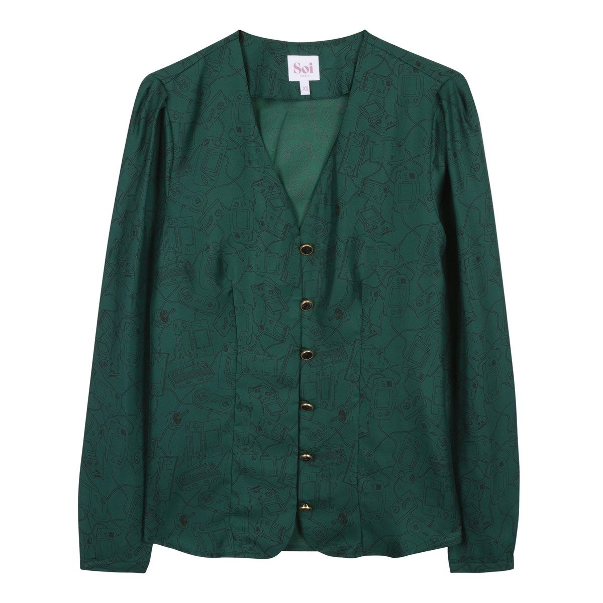 Blouse vintage en soie Jeux Vidéo
