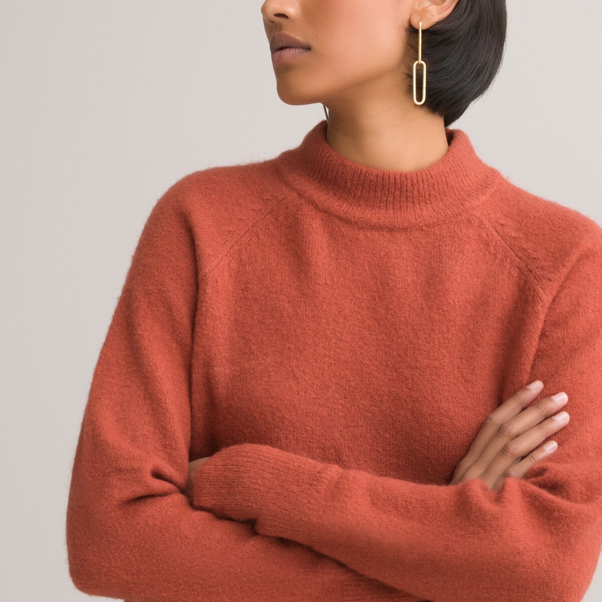 Пуловер LaRedoute Базовый с воротником-стойкой M красный, размер M - фото 3