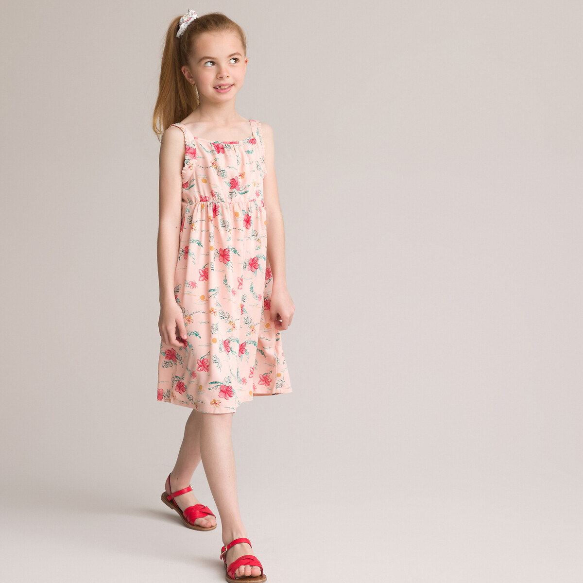 Платье LA REDOUTE COLLECTIONS С бретелями и цветочным принтом 3-12 лет 6 лет - 114 см розовый, размер 6 лет - 114 см