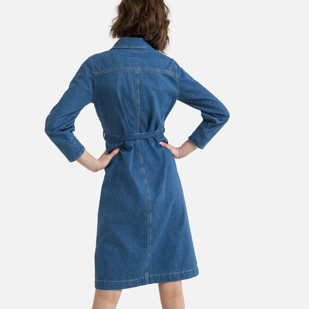 Платье-рубашка PEPE JEANS Джинсовая S синий, размер S - фото 4