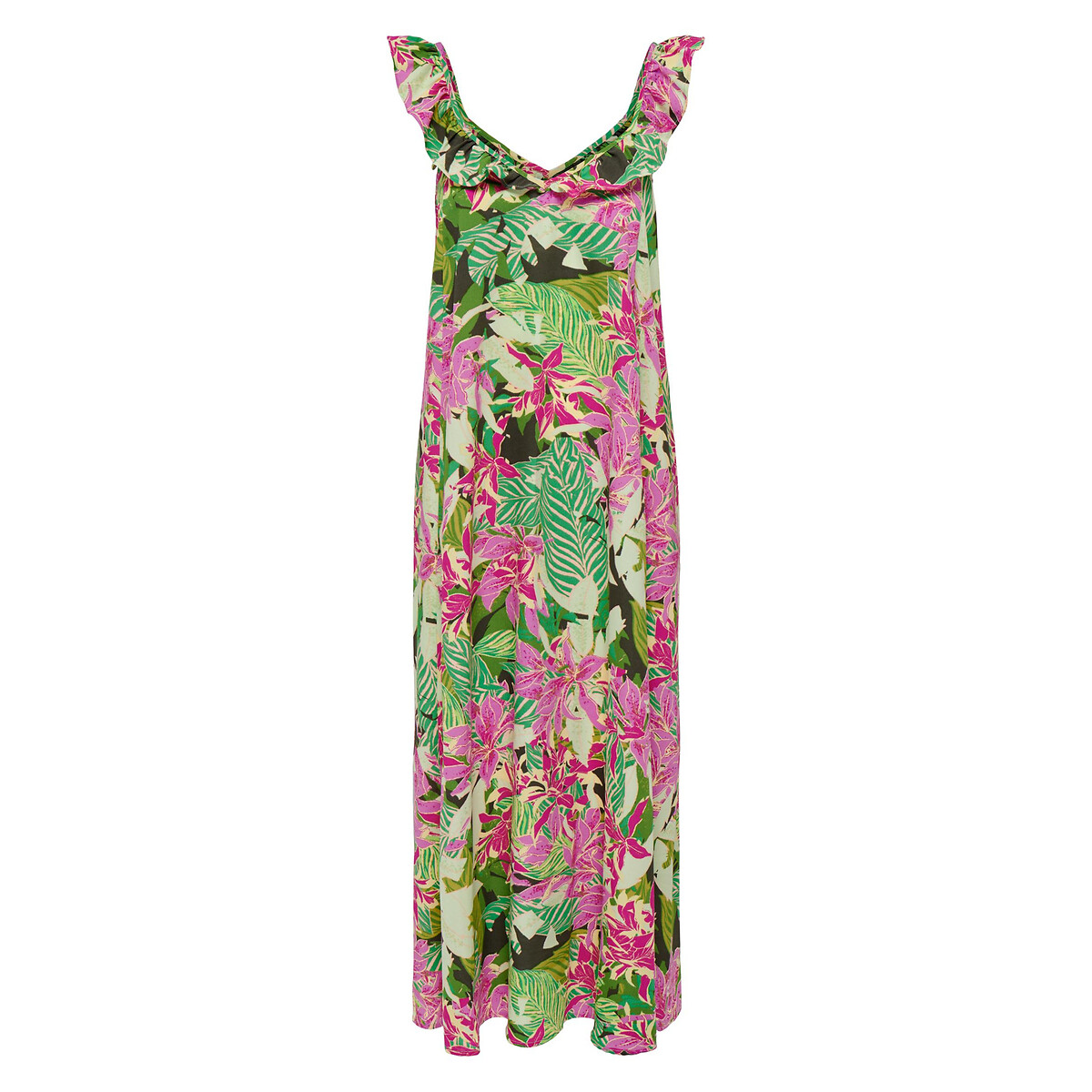 Платье Миди с тропическим принтом S разноцветный