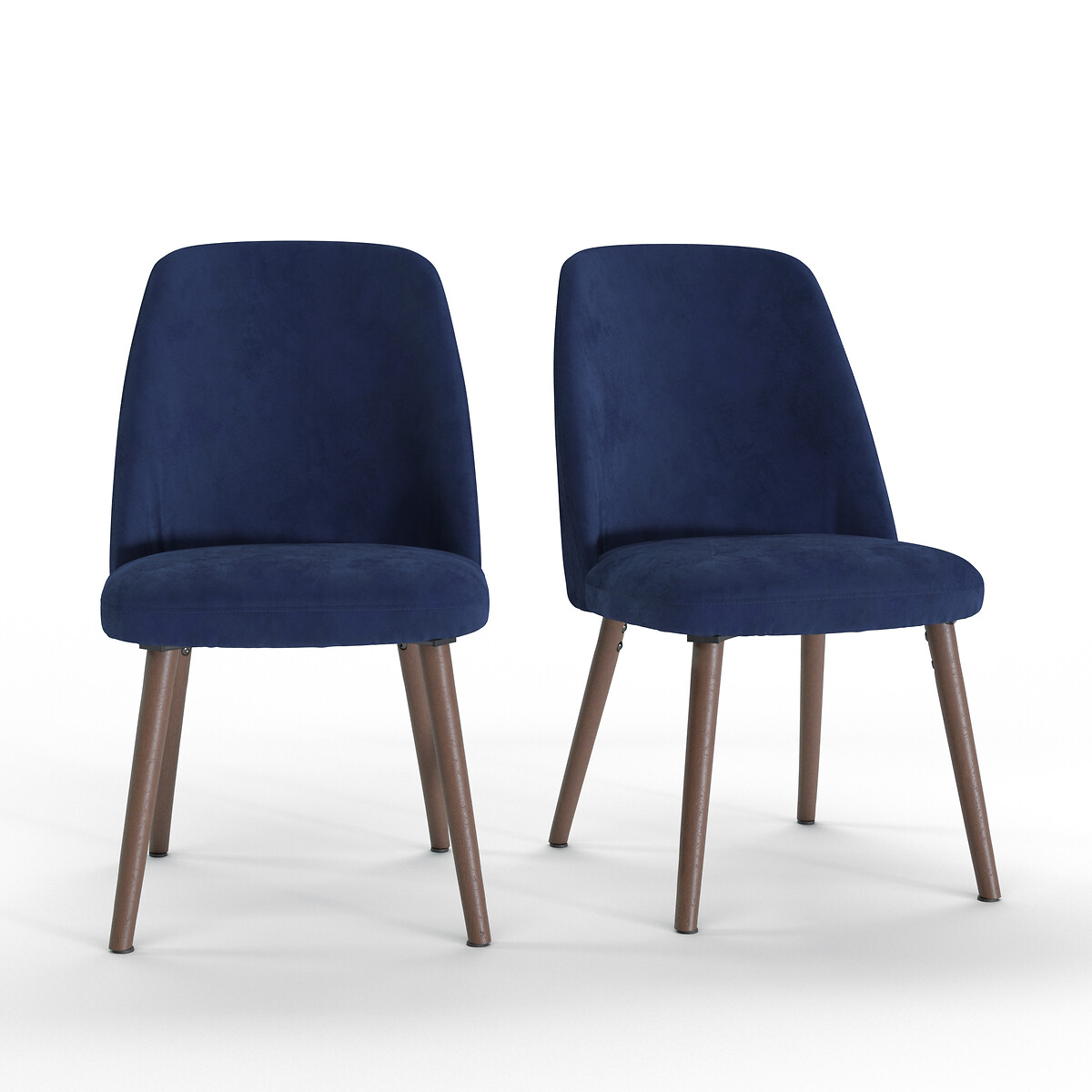 Комплект из 2 стульев из велюра и орехового дерева WATFORD единый размер синий комплект из двух настенных полок из металла watford единый размер черный