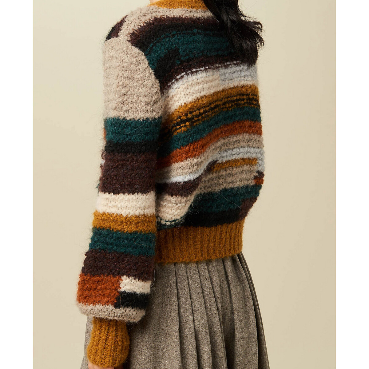 Пуловер LaRedoute С круглым вырезом из трикотажа ALLEN XS разноцветный, размер XS - фото 2