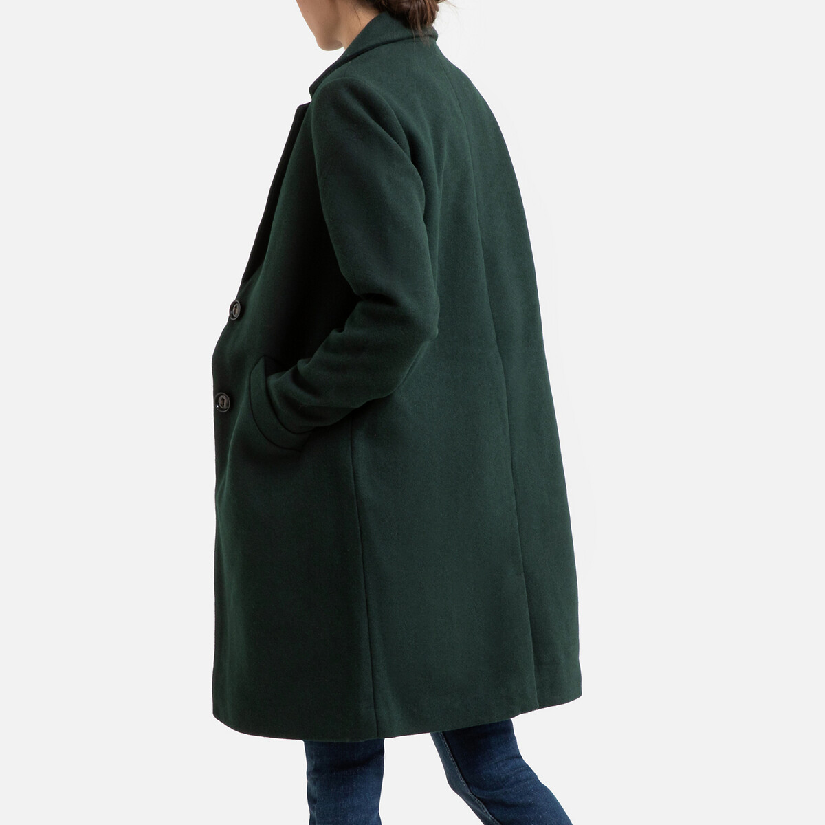 Пальто LaRedoute Прямое средней длины на пуговицах L зеленый, размер L - фото 4