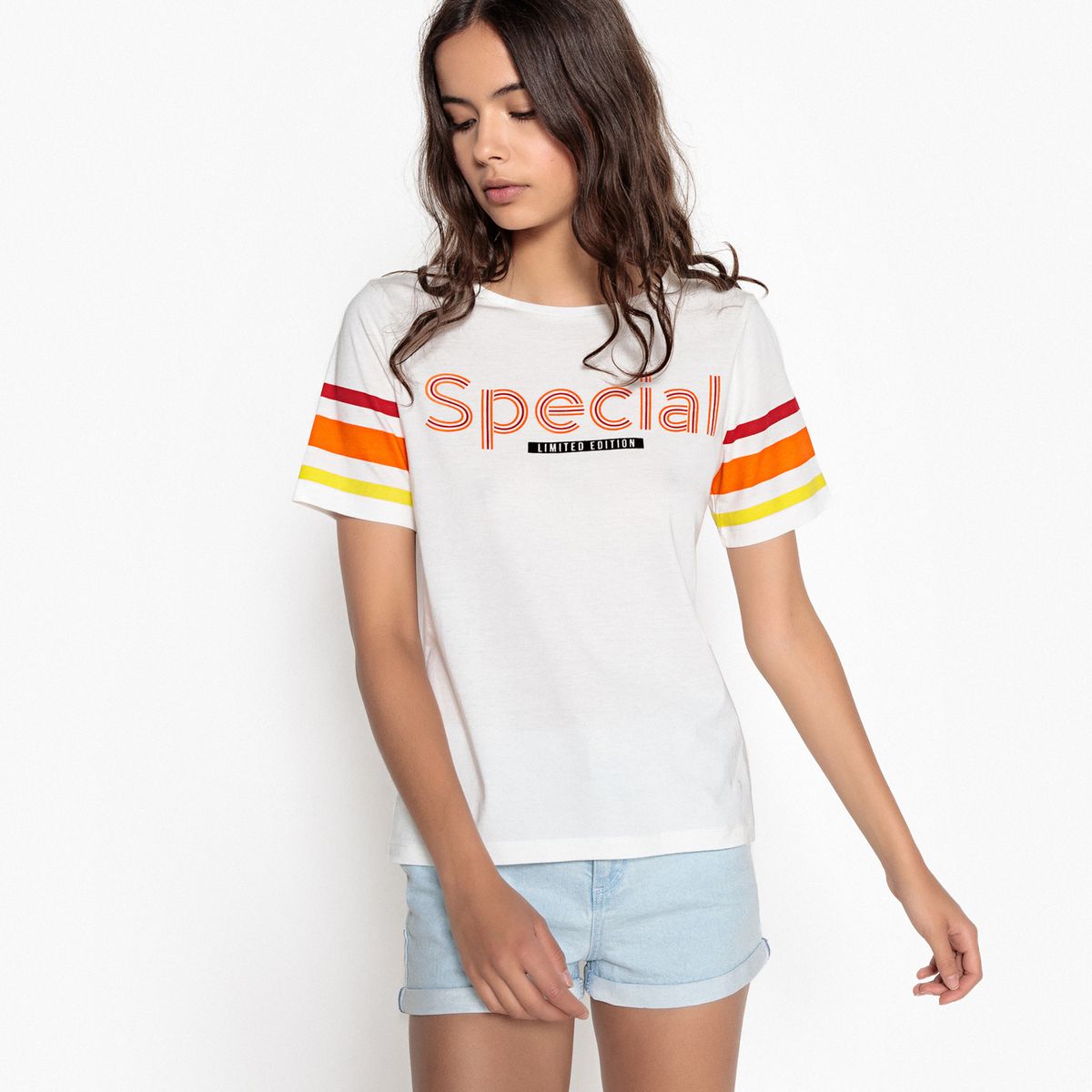 T-shirt à motif et à manches courtes rayées