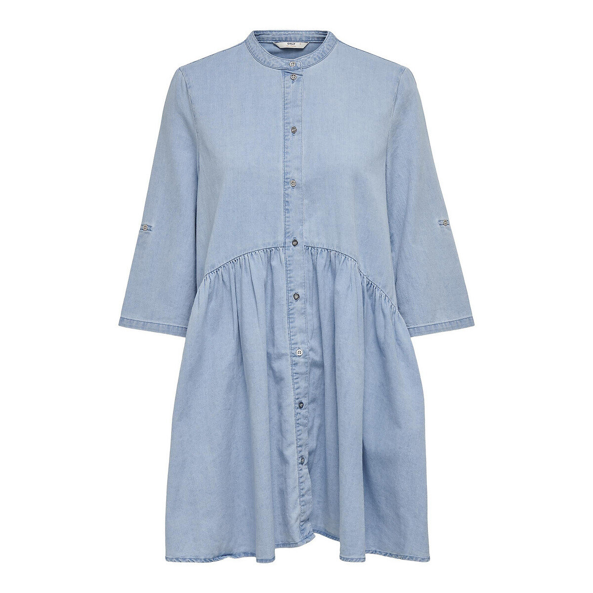 Платье-рубашка LaRedoute Из джинсовой ткани с воротником-стойкой и рукавами 34 L синий, размер L - фото 5