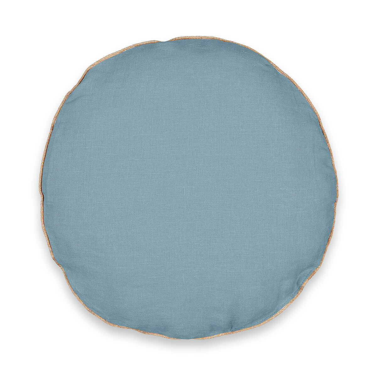 Подушка LaRedoute Круглая из стираного льна Onega диаметр 40 см синий, размер диаметр 40 см