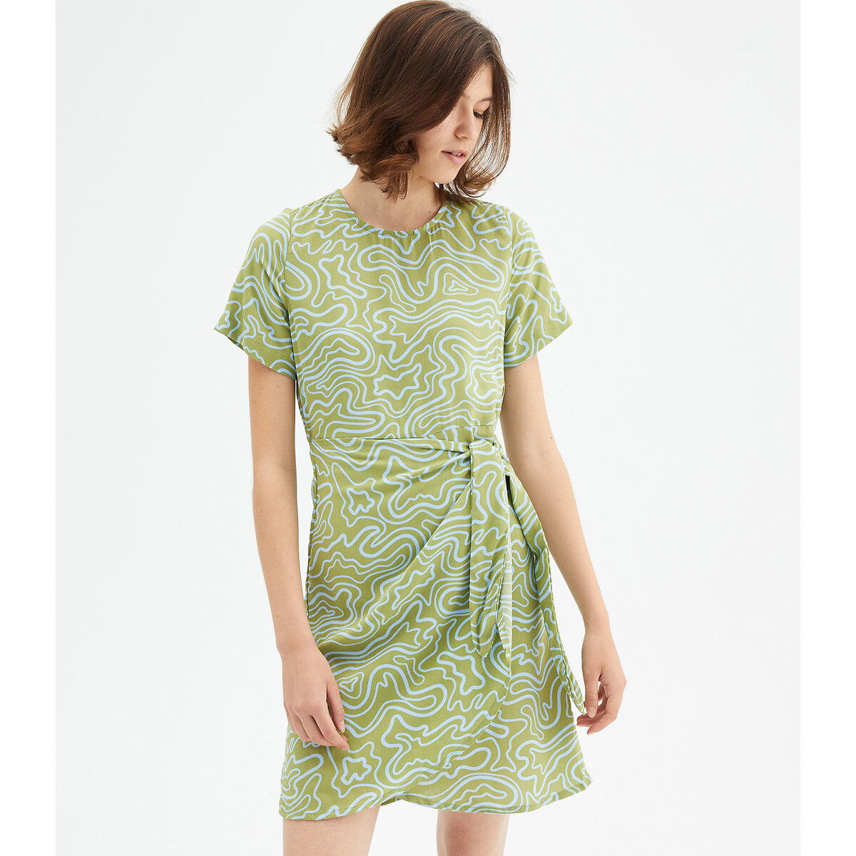 Платье С запахом короткими рукавами и принтом M зеленый LaRedoute, размер M - фото 1