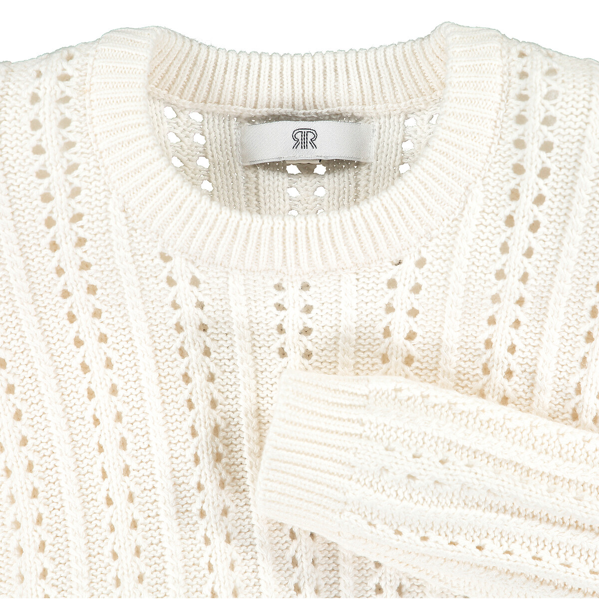 Пуловер LA REDOUTE COLLECTIONS С круглым вырезом из тонкого ажурного трикотажа 3-12 лет 6 лет - 114 см бежевый, размер 6 лет - 114 см - фото 4