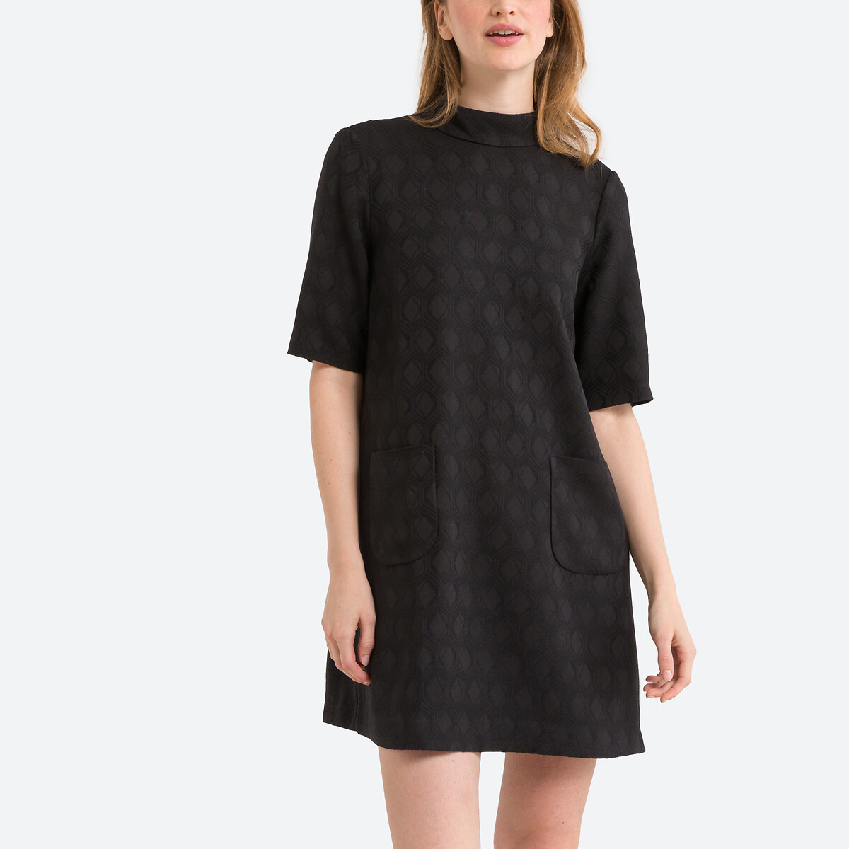 Платье Прямое короткое с жаккардовым принтом Mellie 0(XS) черный