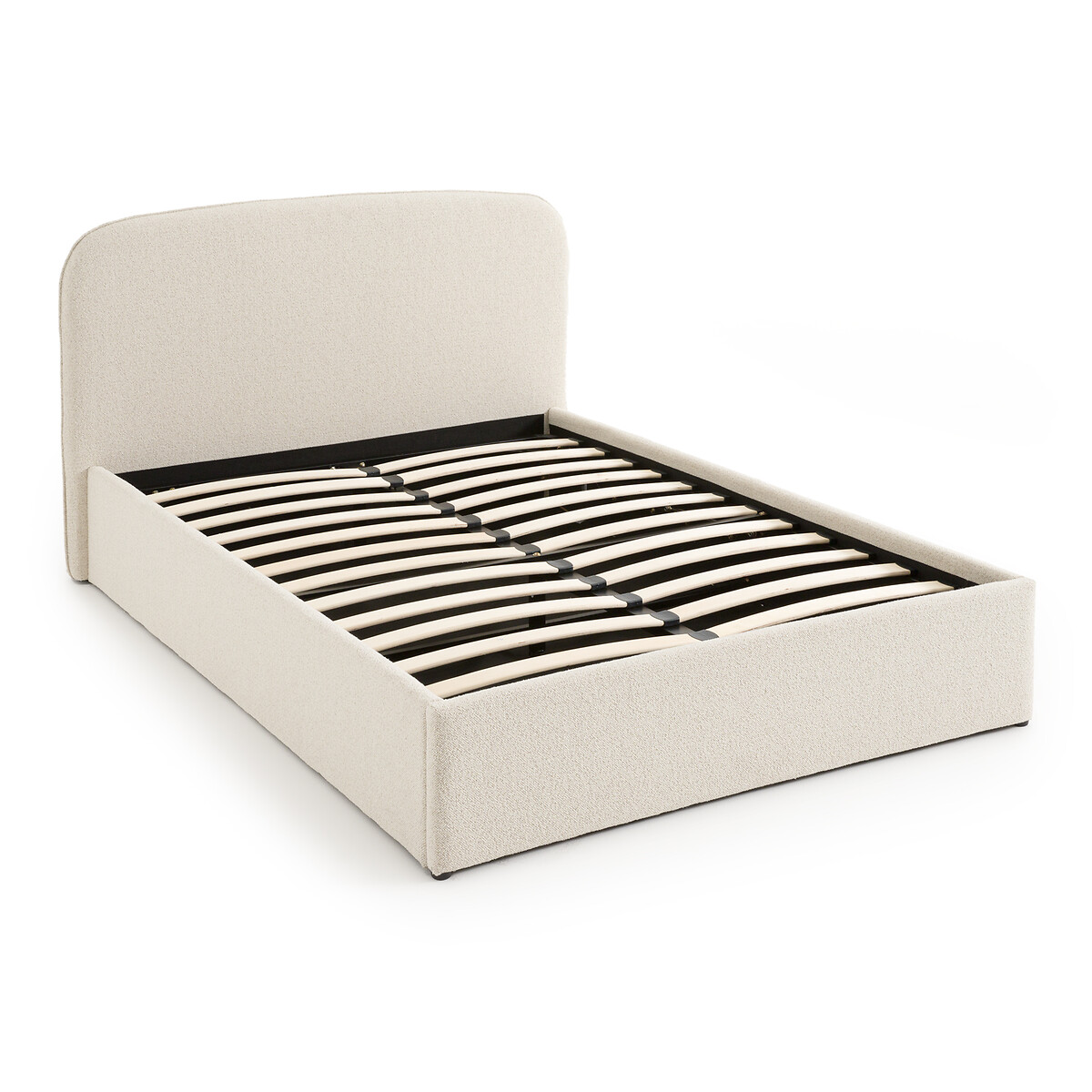 Кровать с ящиком из ткани букле с подъемным основанием Conto  140 x 190 см бежевый LaRedoute, размер 140 x 190 см - фото 5